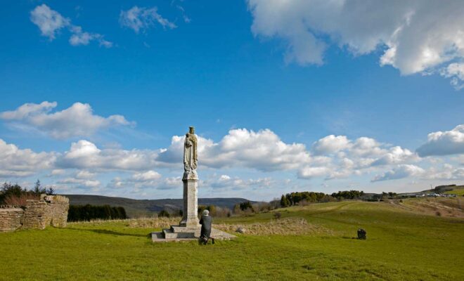 Statue of Our Lady of Penrhys, Rhondda Valley, South Wales.